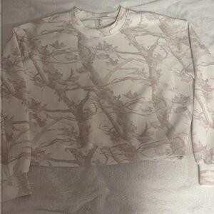 Altar'd State Cream and Pink Tree Pattern Sweatshirt